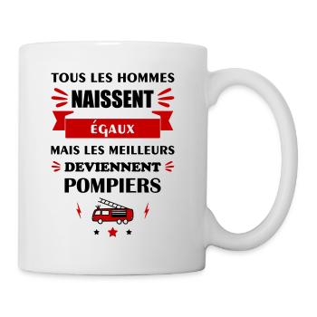 Tous les hommes naissent égaux pompier, pompiers - Mug blanc - blanc - Droite