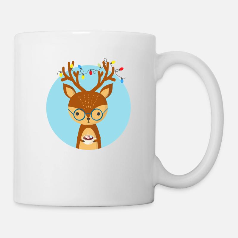 Cerf de Noël et une tasse de cacao - Mug blanc - blanc