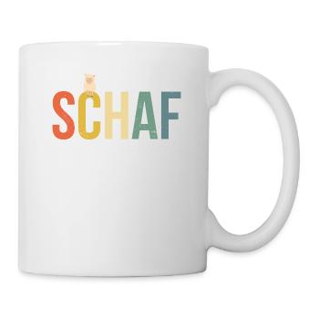 Retro Schaf Design, Schafe - Tasse - Weiß - Rechts
