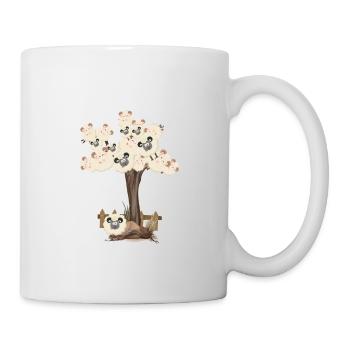 Baumwolle Wortspiel Schaf auf Baum, Schaf - Tasse - Weiß - Rechts