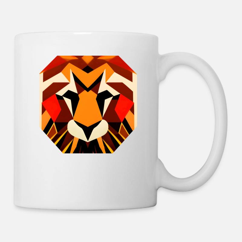 Tête de lion majestueuse aux couleurs puissantes - Mug blanc - blanc