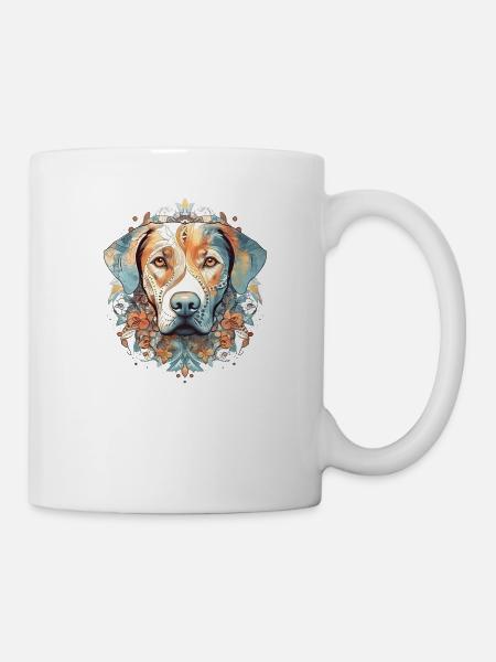 Chien mandala aquarelle - Mug blanc - blanc