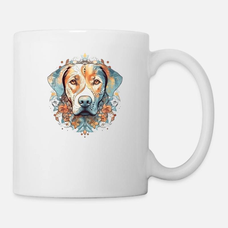 Chien mandala aquarelle - Mug blanc - blanc