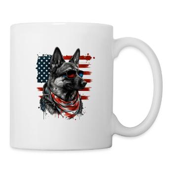 patriotischer Schäferhund Amerikanische Flagge - Tasse - Weiß - Rechts