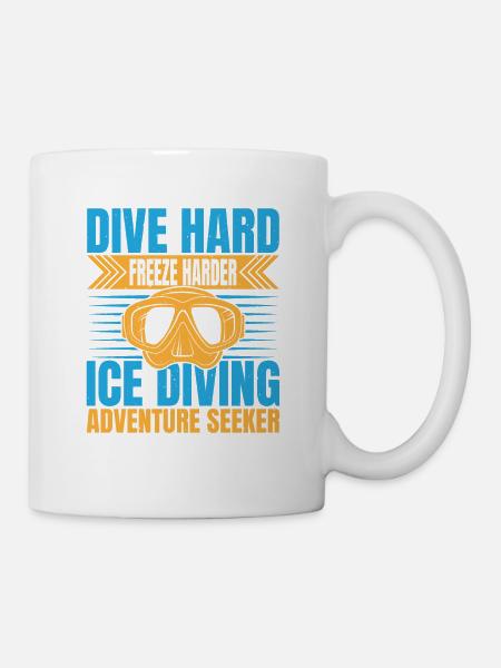 Dive Hard Freezy Harder, Eistaucher - Tasse - Weiß