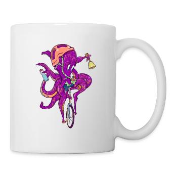 Octopus riding a unicycle - Tasse - Weiß - Rechts