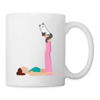 Namaste,Yoga,katze, catyoga, gymnastik - Tasse - Weiß - Rechts