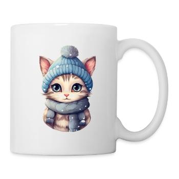 Chat avec chapeau et écharpe - Mug blanc - blanc - Droite