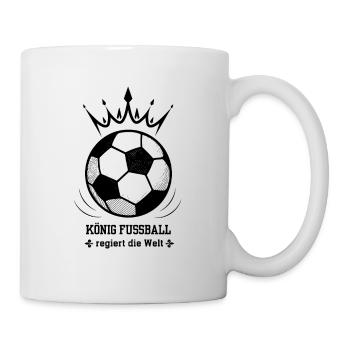 Fußball ist unser Leben denn König Fußball regiert - Tasse - Weiß - Rechts