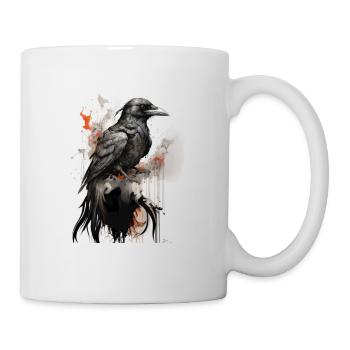 Illustration mystique de Corbeau noir - Mug blanc - blanc - Droite