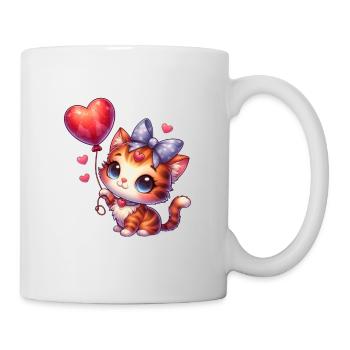 Chat volant avec des ballons chats mignons - Mug blanc - blanc - Droite