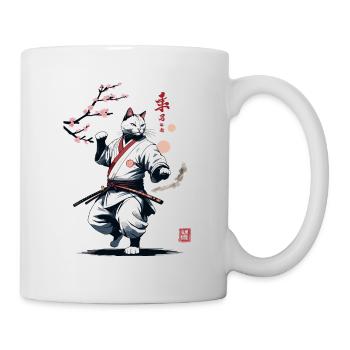 Karaté Cat Japon Ukiyo-E Streetwear Design - Mug blanc - blanc - Droite