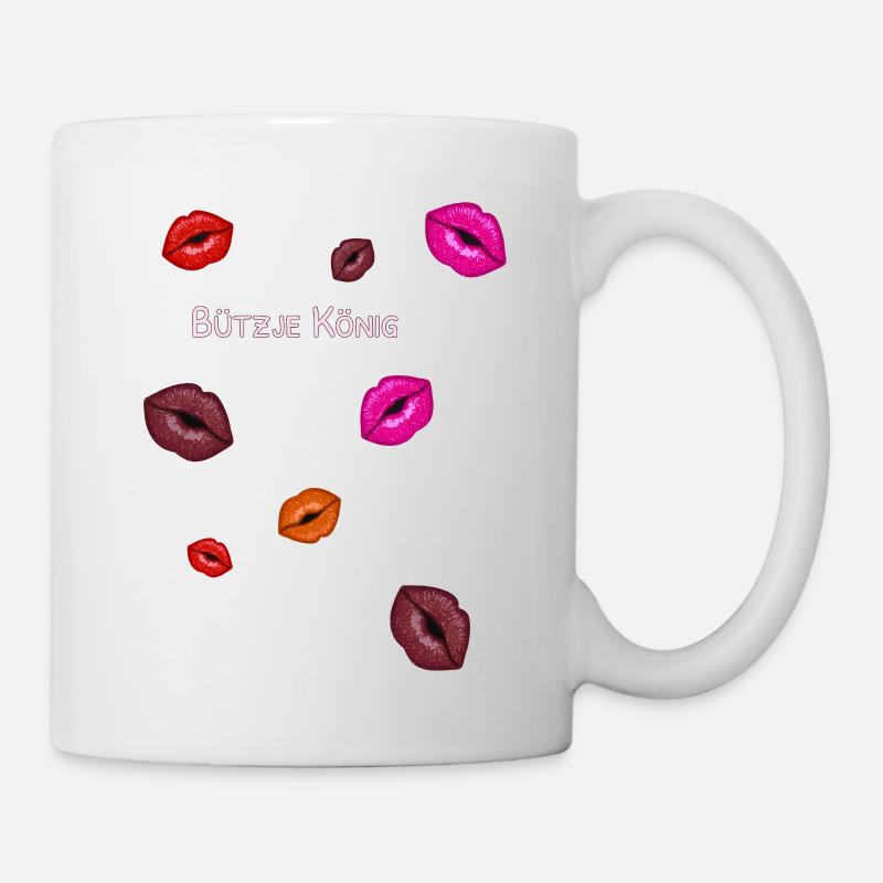 Bützje, Küsschen, könig,karneval, Lippen - Tasse - Weiß