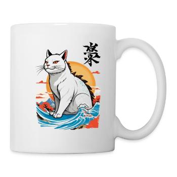 Ukiyo-E Cats Monster Japan Wave Streetwear - Mug - white - Right