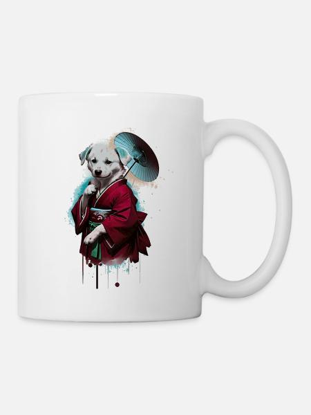 geisha dog, dog as geisha, anime,geisha,dog - Mug - white