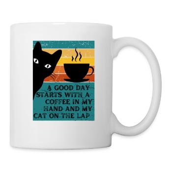 Katzen / Katzenliebhaber Geschenk Katzemotiv - Tasse - Weiß - Rechts