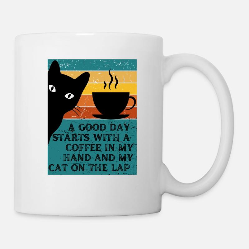 Katzen / Katzenliebhaber Geschenk Katzemotiv - Tasse - Weiß