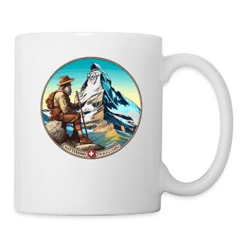 Mountaineer on the Matterhorn in Zermatt Switzerland Alps - Mug - white - Right