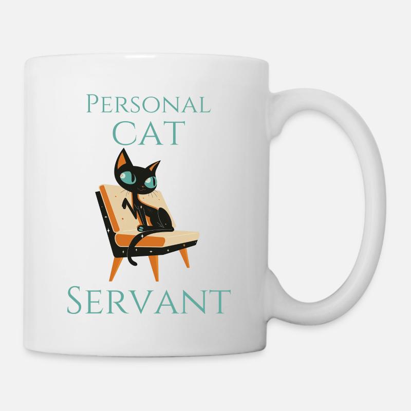 Personal Cat Servant Funny Black Cat - Mug - white
