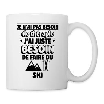 pas besoin ski - Mug blanc - blanc - Droite