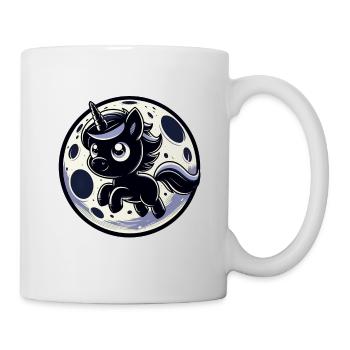 Mond mit Einhorn mystisches Fabelwesen - Tasse - Weiß - Rechts