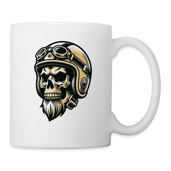 Casque et lunettes de protection Skull Vintage Biker Skull - Mug blanc - blanc - Droite