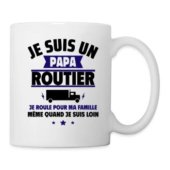 Papa routier, idée cadeau fête des pères,chauffeur - Mug blanc - blanc - Droite