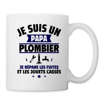 Papa plombier, idée cadeau fête des pères - Mug blanc - blanc - Droite