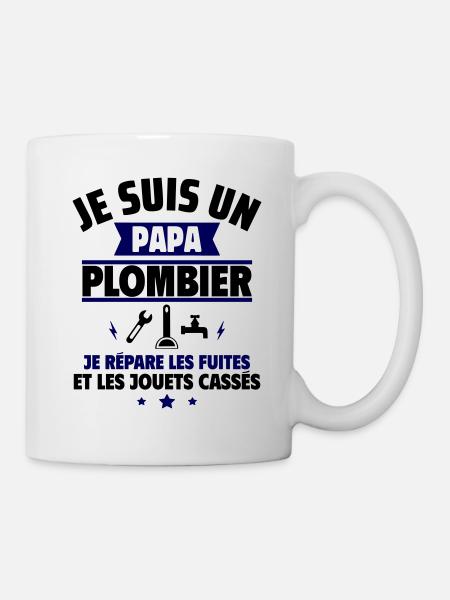 Papa plombier, idée cadeau fête des pères - Mug blanc - blanc
