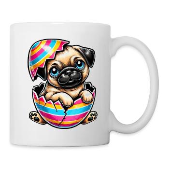Cute Pug Easter Egg Easter Dog Cartoon - Mug - white - Right