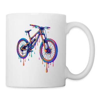 Psychedelisches Downhill-Bike – Tropfender Neon-St - Tasse - Weiß - Rechts