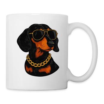 Dackel im Bling Sonnenbrille - Tasse - Weiß - Rechts