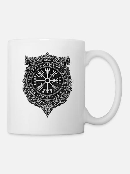Vegvisir Circle Rune Shield Design - Mug - white