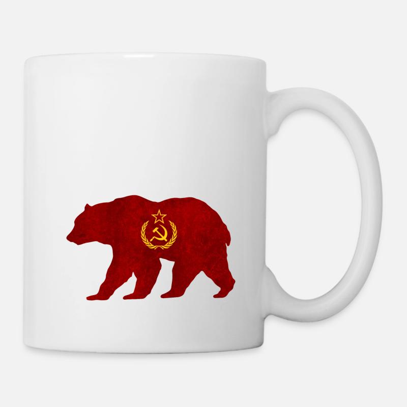 Silhouette d’ours avec marteau et faucille URSS - Mug blanc - blanc