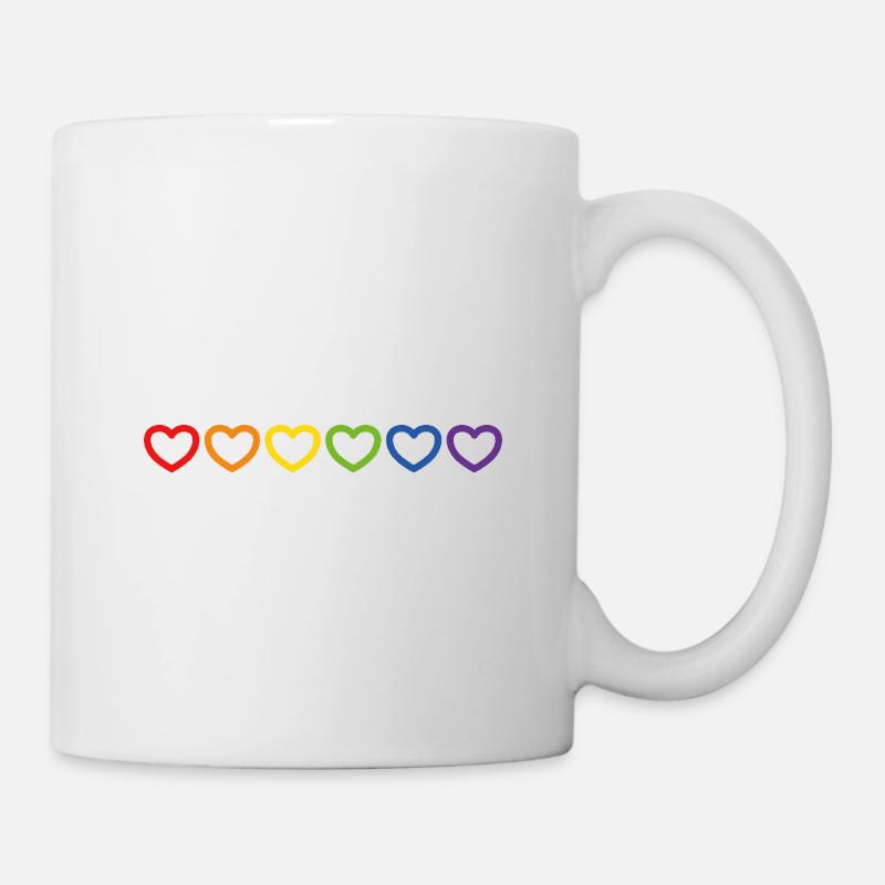 Rainbow Hearts LGBTQ LGBT gay pride - Mug - white