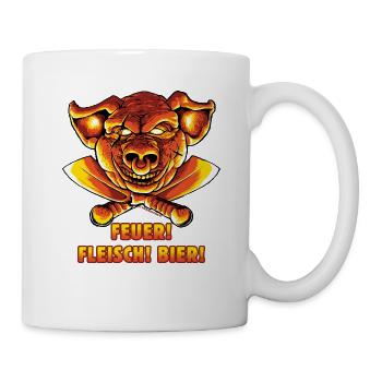 Feuer Fleisch Bier! - Tasse - Weiß - Rechts