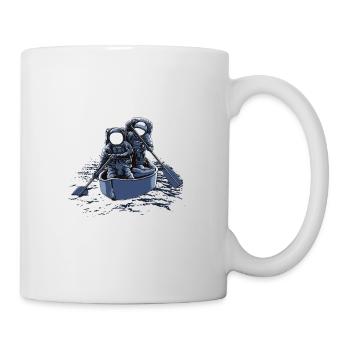 Deux astronautes d'aviron à travers l'univers. - Mug blanc - blanc - Droite