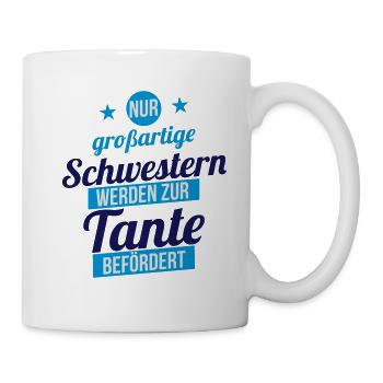 Schwester wird Tante Geschenk für Tante - Tasse - Weiß - Rechts