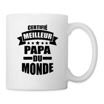 certifié meilleur papa du monde - Mug blanc - blanc - Droite