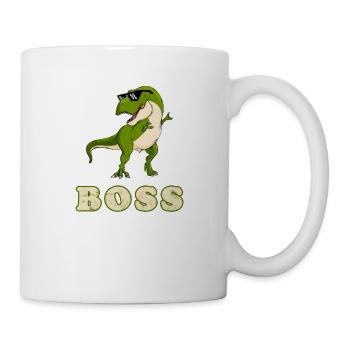 Dabbing T-Rex Boss cool Dino Chef Vater Geschenk - Tasse - Weiß - Rechts