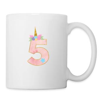 5.Geburtstag Einhorn Zahl 5 Jahre Mädchen Geschenk - Tasse - Weiß - Rechts