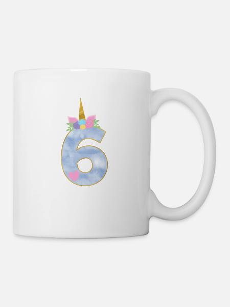 6 Jahre Einhorn Zahl 6.Geburtstag Mädchen Geschenk - Tasse - Weiß