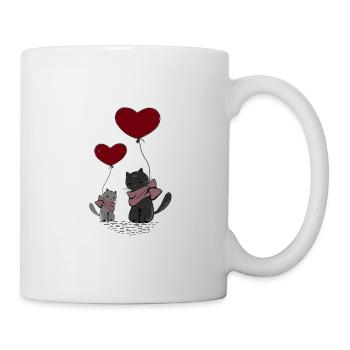 Chats avec ballon coeur - Mug blanc - blanc - Droite