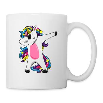Dabbing Einhorn Regenbogen Mädchen Geschenk - Tasse - Weiß - Rechts