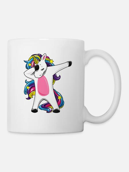 Tampon cadeau fille arc-en-ciel Licorne - Mug blanc - blanc