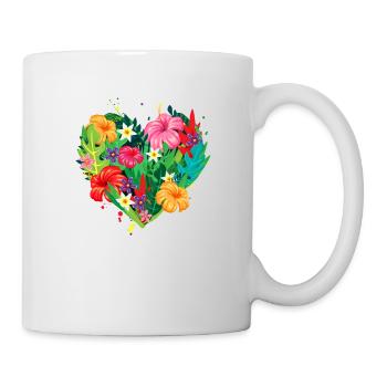 Hawaii Herz tropische Blumen Freundin Geschenk - Tasse - Weiß - Rechts