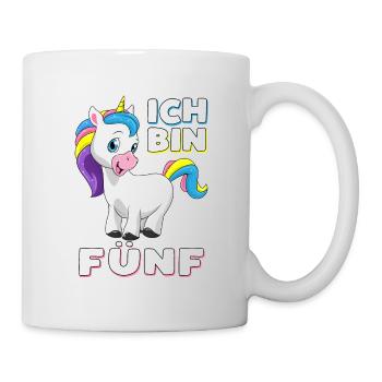 Ich bin 5 Jahre Einhorn 5. Geburtstag Geschenk - Tasse - Weiß - Rechts