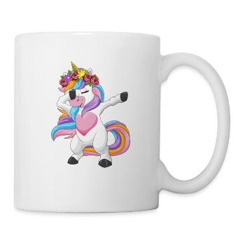 Dabbing Einhorn Blumenkranz Mädchen Geschenk - Tasse - Weiß - Rechts