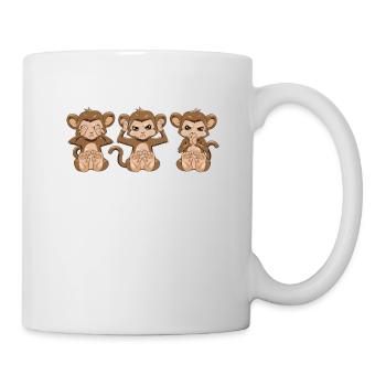 3 Affen nichts sehen hören sagen Äffchen Geschenk - Tasse - Weiß - Rechts