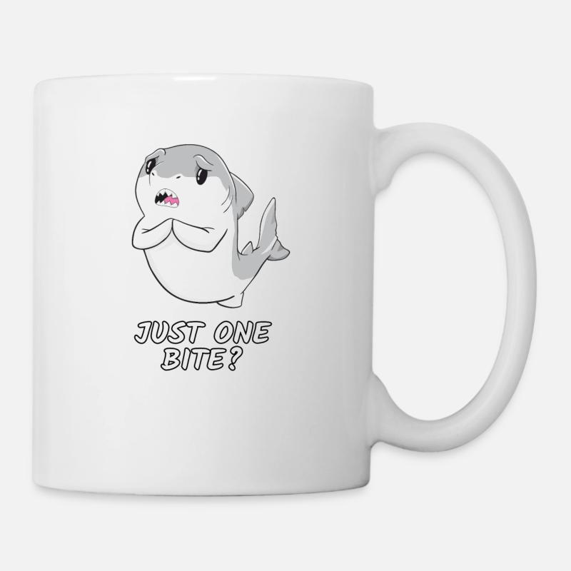 Just one bite Hunger weißer Hai Geschenk Haifisch - Tasse - Weiß